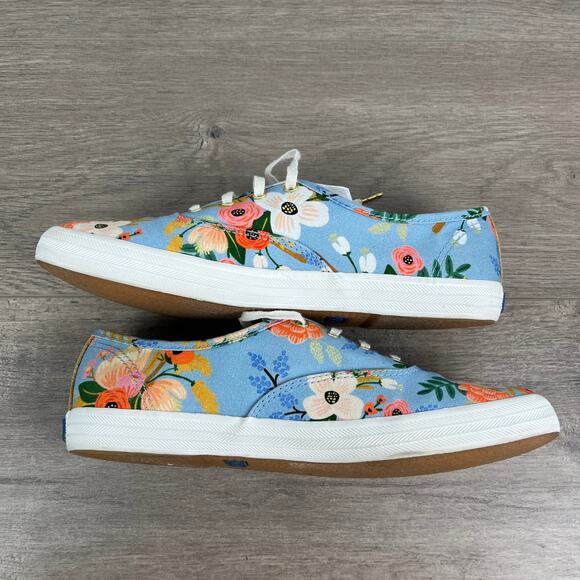 Keds x Rifle Paper Company Blue Lively Floral Sneakers Sz.9 - Picture 9 of 12
